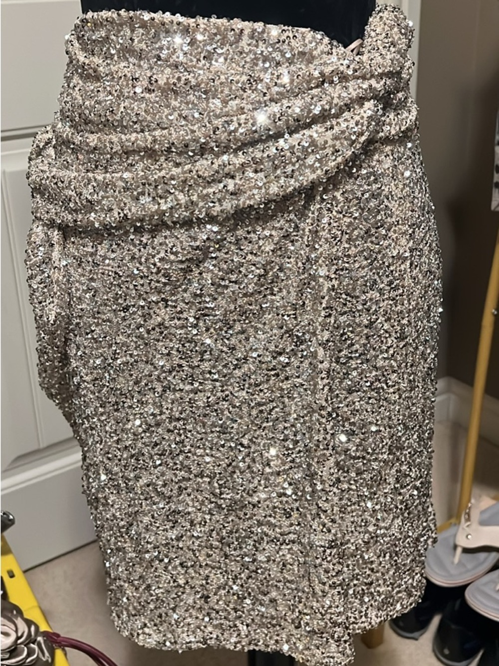 Never Fully Dressed Champagne Sequin Wrap Skirt